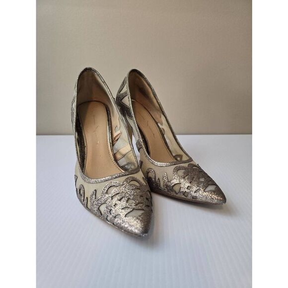 Jessica Simpson JP Pictra Heels Sz 8M Gold - Picture 1 of 9